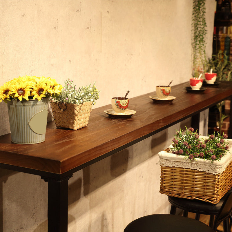 Glam Style Rectangle Bar Table Trestle Base Bar Dining Table for Home