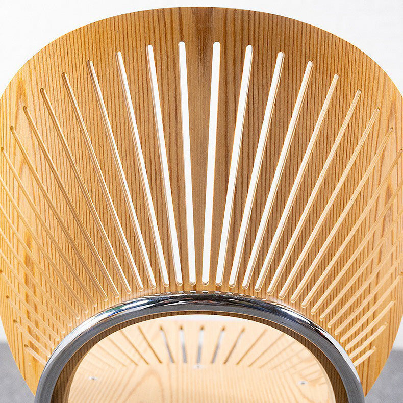 Industrial Style Patio Side Chair Open Back Armless Chair with Black Legs