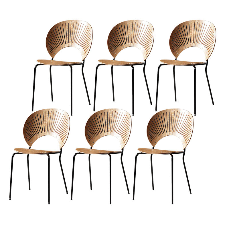 Industrial Style Patio Side Chair Open Back Armless Chair with Black Legs