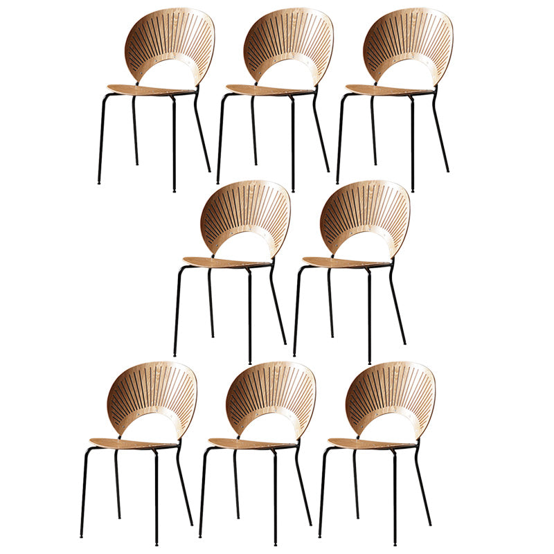 Industrial Style Patio Side Chair Open Back Armless Chair with Black Legs