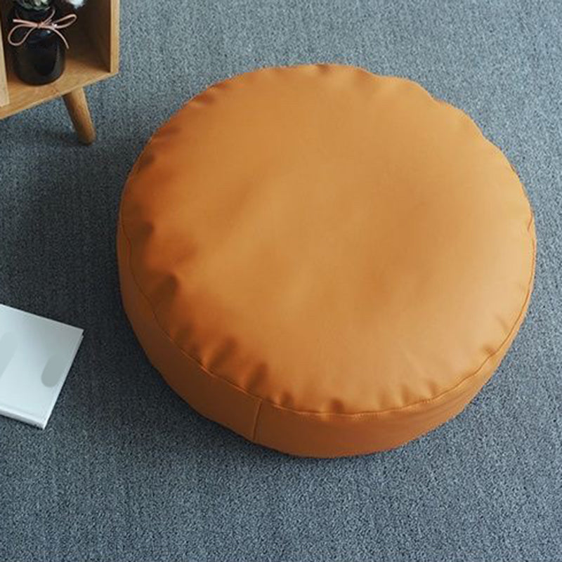 Modern Pouf Ottoman PU Leather Upholstered Solid Color Tear Resistant Round Ottoman