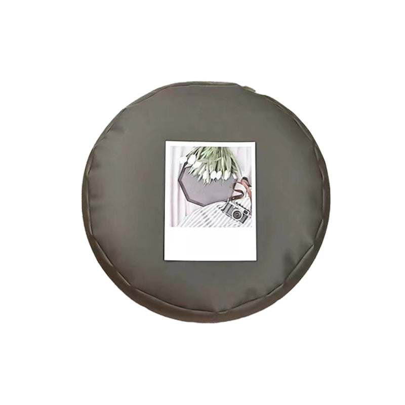 Modern Pouf Ottoman PU Leather Upholstered Solid Color Tear Resistant Round Ottoman