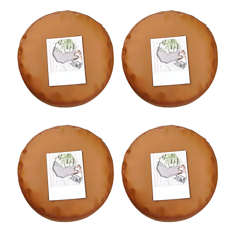 Modern Pouf Ottoman PU Leather Upholstered Solid Color Tear Resistant Round Ottoman