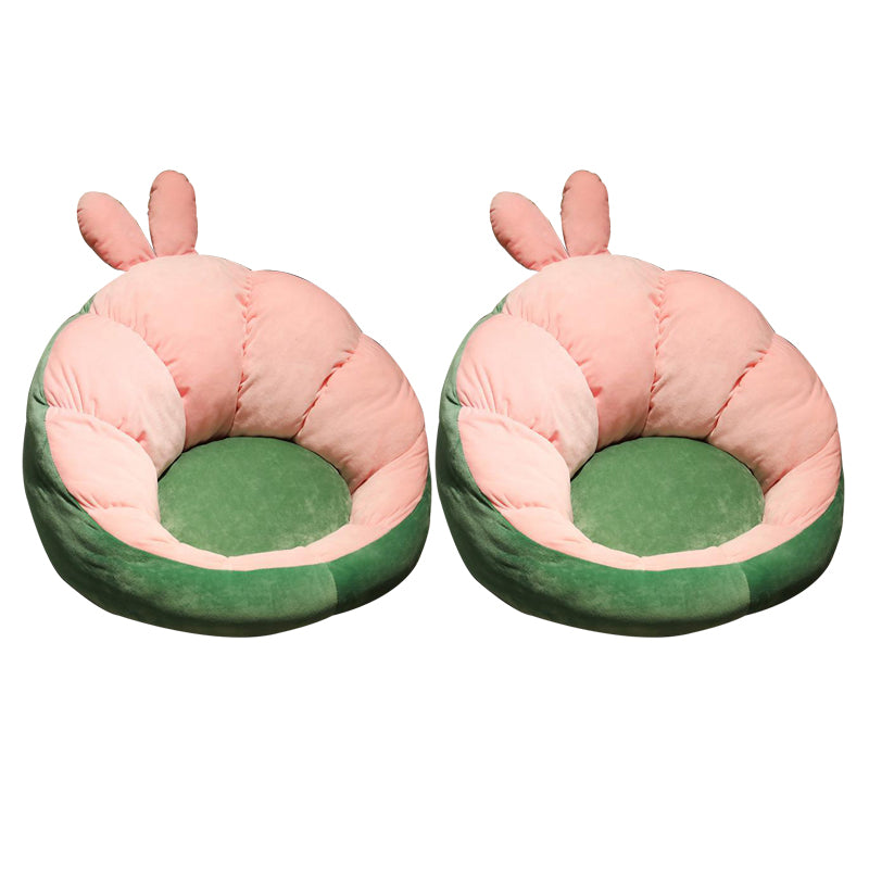 Modern Pouf Ottoman Cotton Upholstered Contrasting Colors Irregular Ottoman