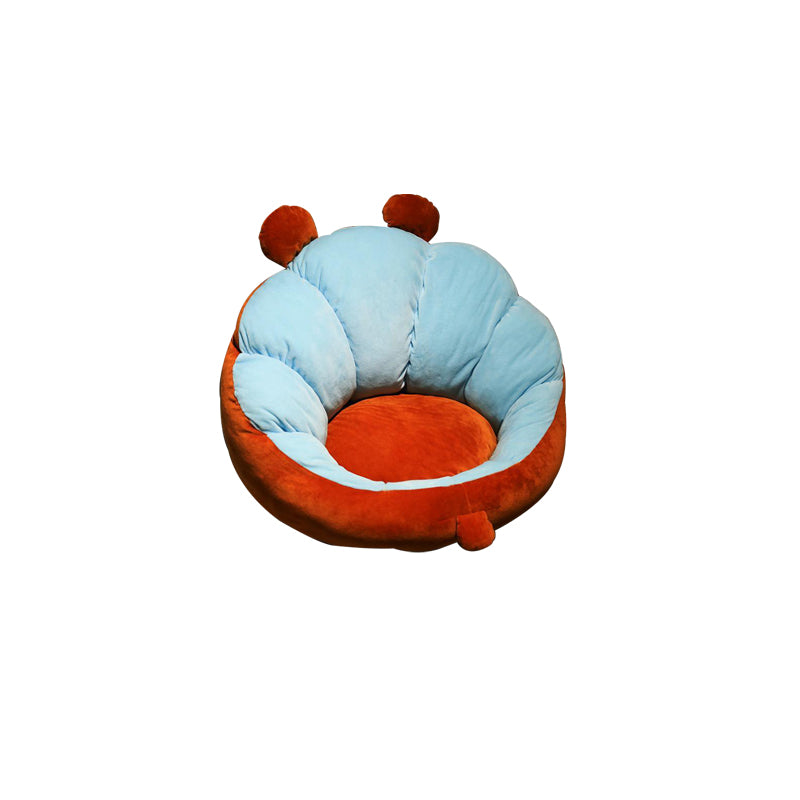 Modern Pouf Ottoman Cotton Upholstered Contrasting Colors Irregular Ottoman