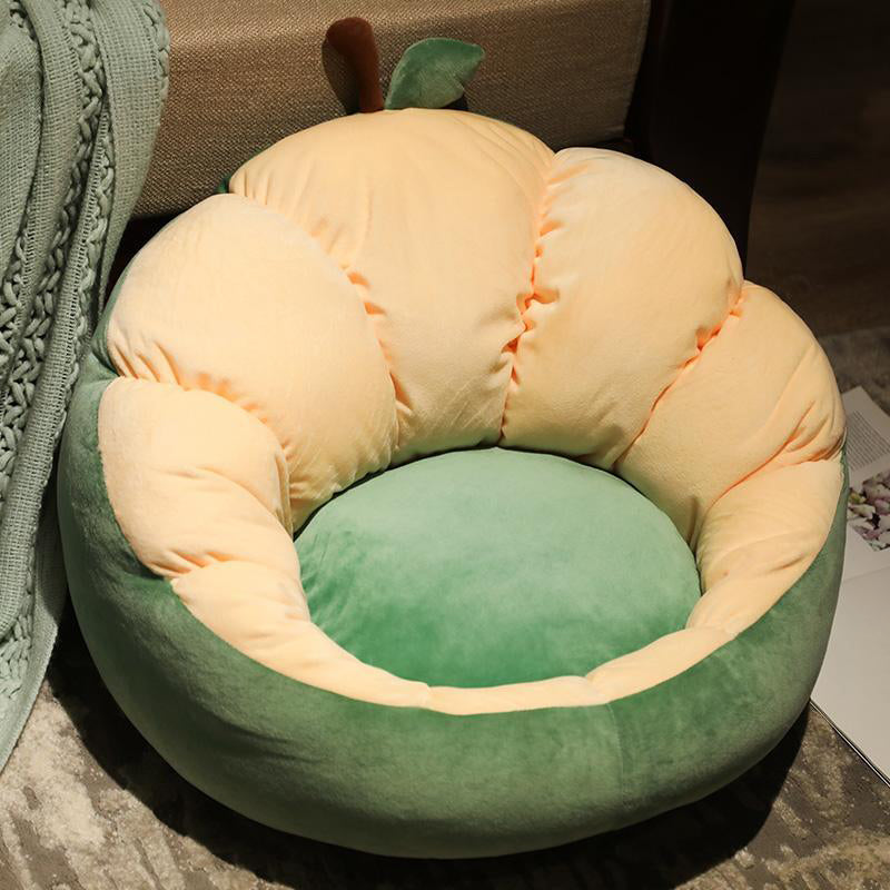 Modern Pouf Ottoman Cotton Upholstered Contrasting Colors Irregular Ottoman