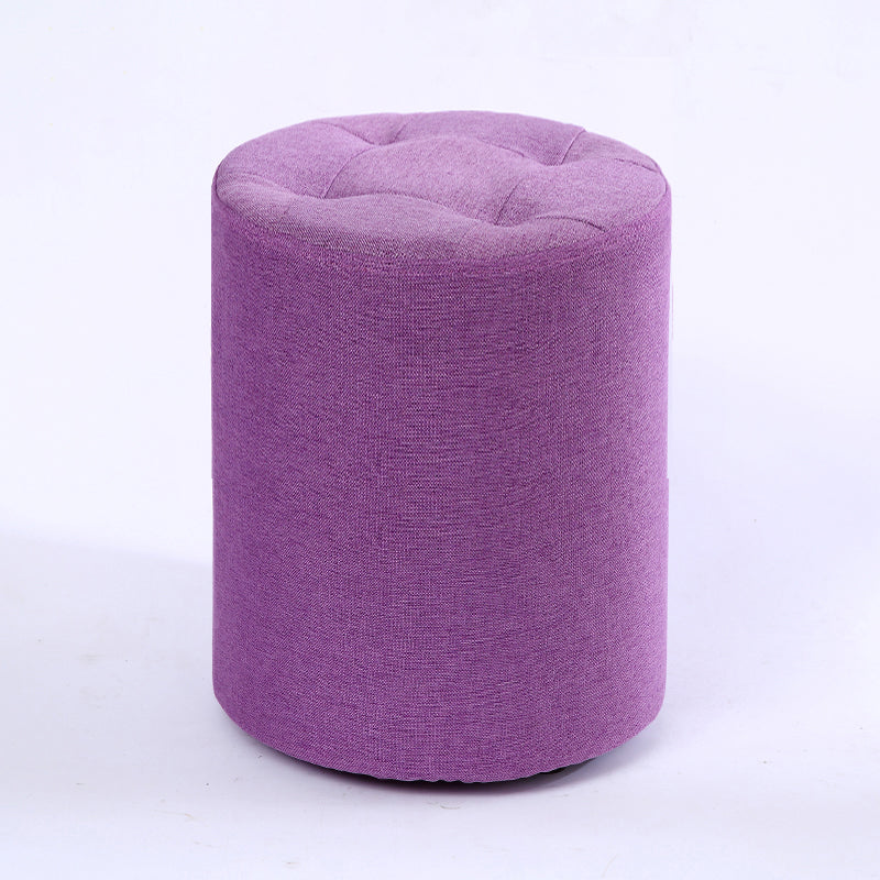 Modern Cotton Pouf Round Stain Resistant Solid Color Pouf for Living Room