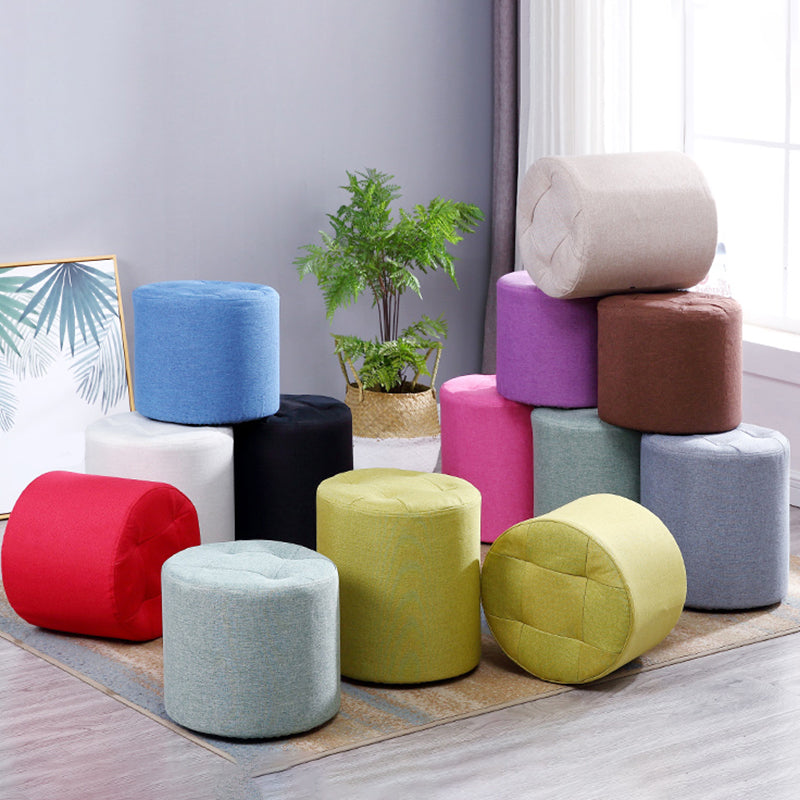 Modern Cotton Pouf Round Stain Resistant Solid Color Pouf for Living Room