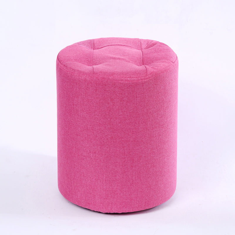 Modern Cotton Pouf Round Stain Resistant Solid Color Pouf for Living Room