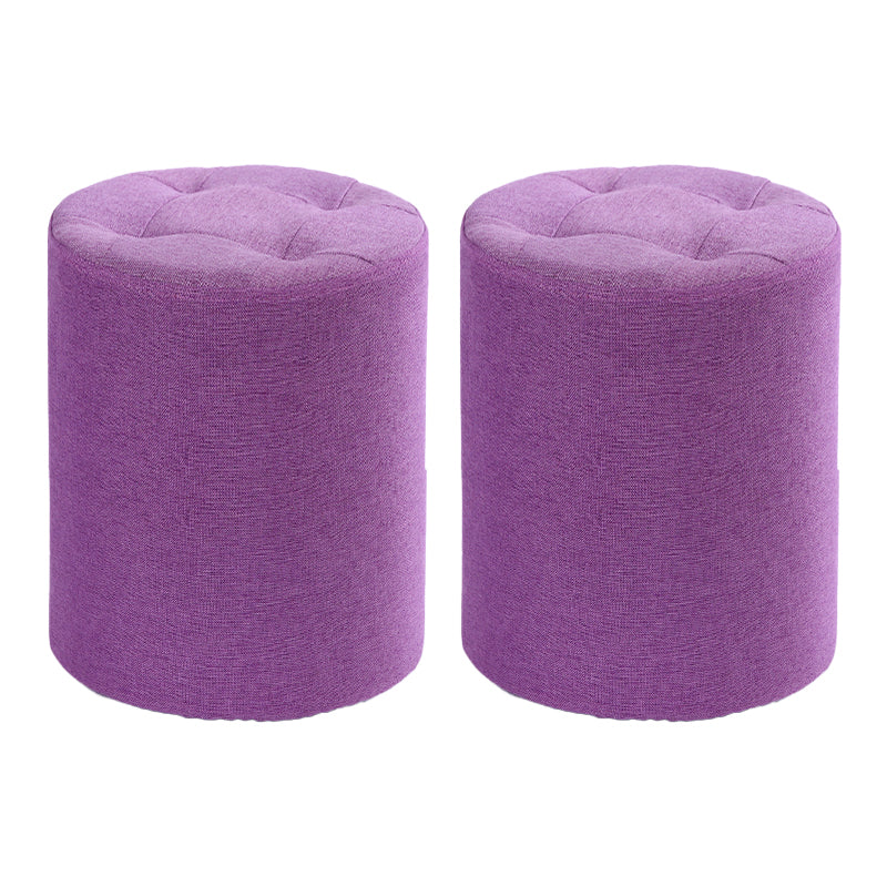 Modern Cotton Pouf Round Stain Resistant Solid Color Pouf for Living Room