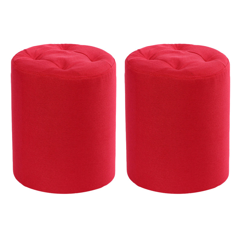 Modern Cotton Pouf Round Stain Resistant Solid Color Pouf for Living Room