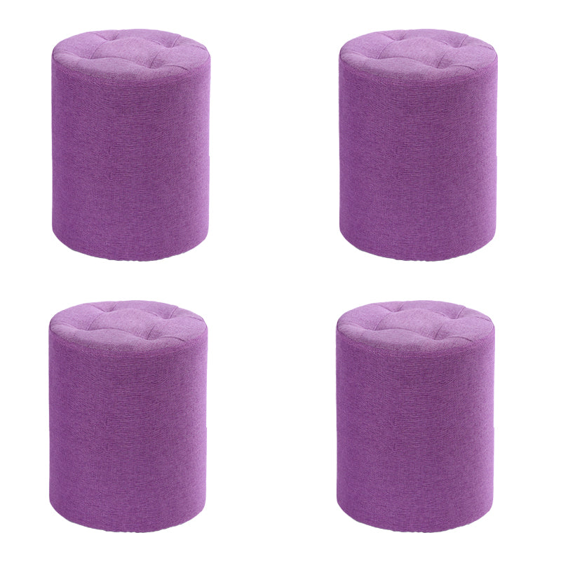 Modern Cotton Pouf Round Stain Resistant Solid Color Pouf for Living Room