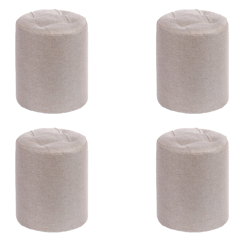 Modern Cotton Pouf Round Stain Resistant Solid Color Pouf for Living Room