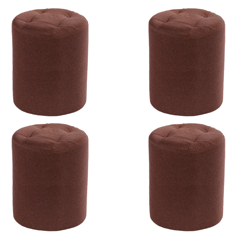 Modern Cotton Pouf Round Stain Resistant Solid Color Pouf for Living Room