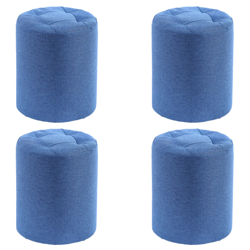 Modern Cotton Pouf Round Stain Resistant Solid Color Pouf for Living Room