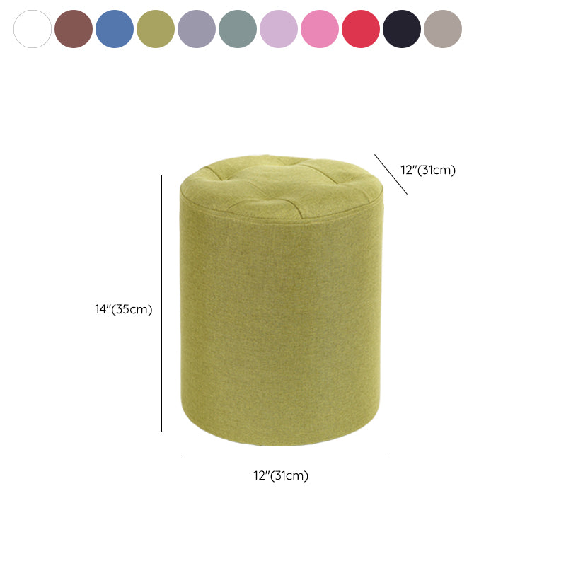 Modern Cotton Pouf Round Stain Resistant Solid Color Pouf for Living Room