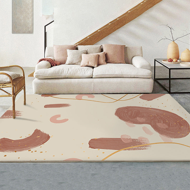 Orange Color Piece Rug Nordic Polyester Area Rug Washable Rug for Living Room