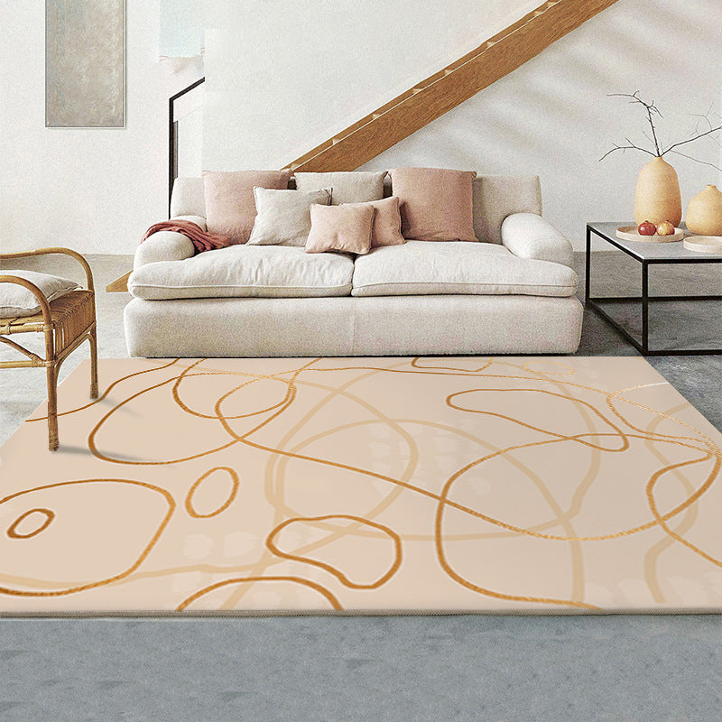 Orange Color Piece Rug Nordic Polyester Area Rug Washable Rug for Living Room