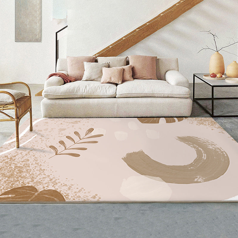 Orange Color Piece Rug Nordic Polyester Area Rug Washable Rug for Living Room