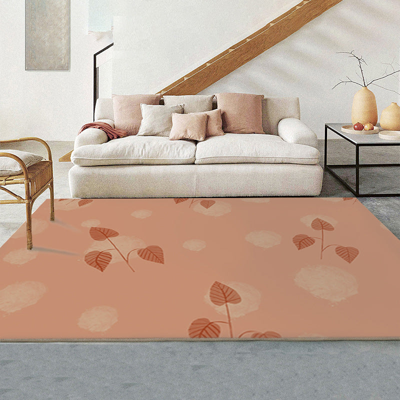 Orange Color Piece Rug Nordic Polyester Area Rug Washable Rug for Living Room