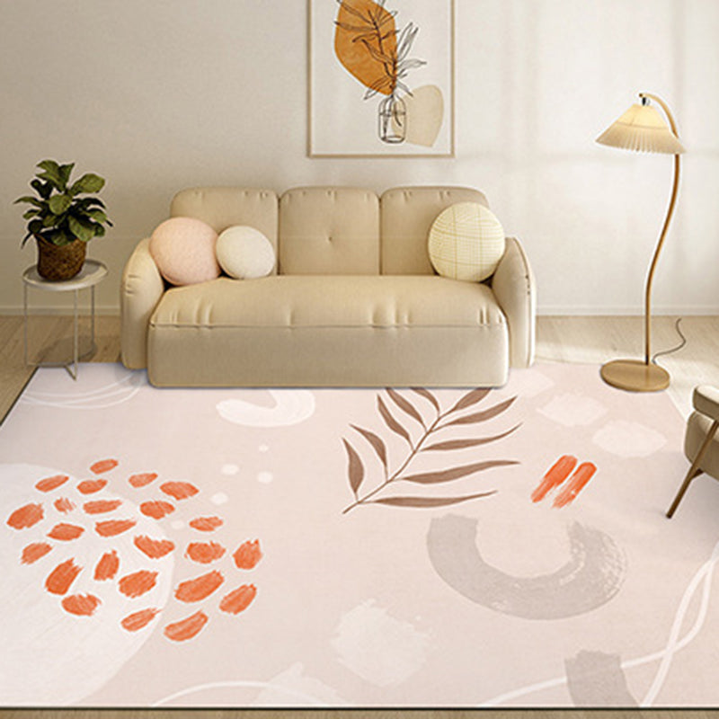 Orange Color Piece Rug Nordic Polyester Area Rug Washable Rug for Living Room