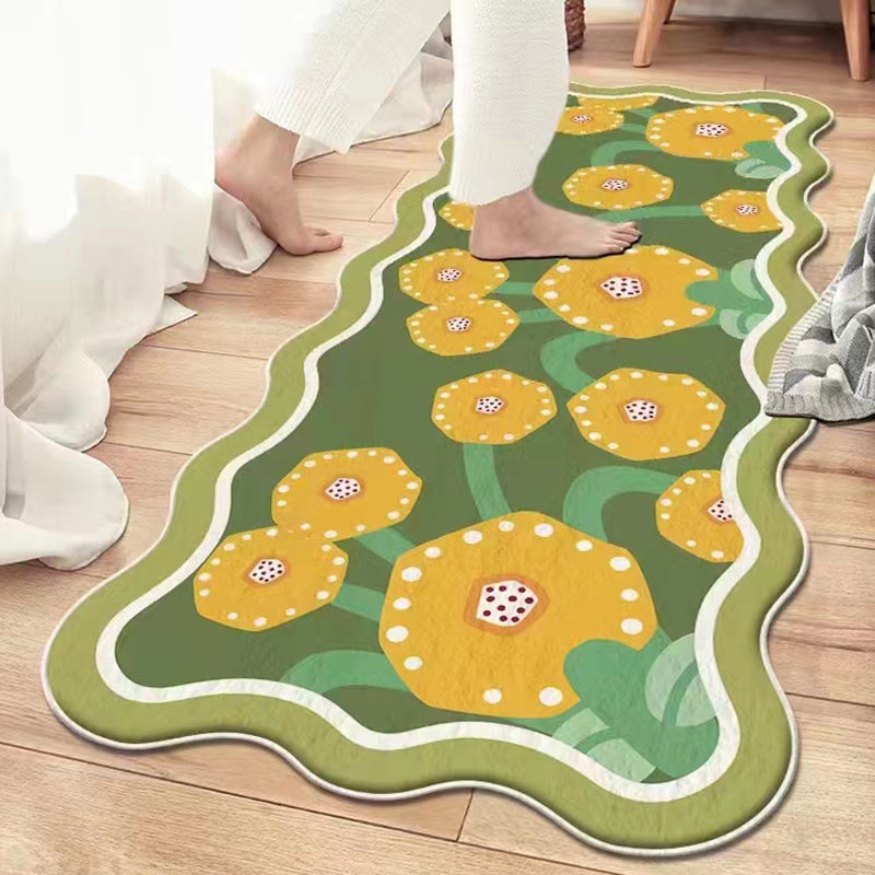 Casual Modern Rug Polyester Tulip Indoor Rug Washable Rug for Living Room