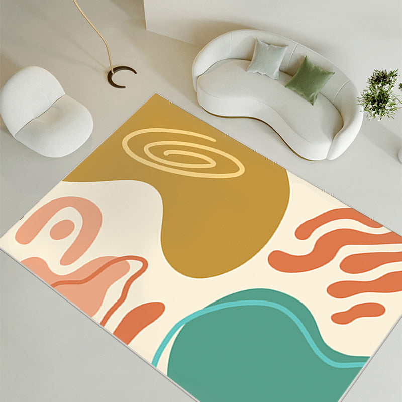 Nordic Modern Rug Polyester Color Block Rug Tear Resistant Rug for Living Room