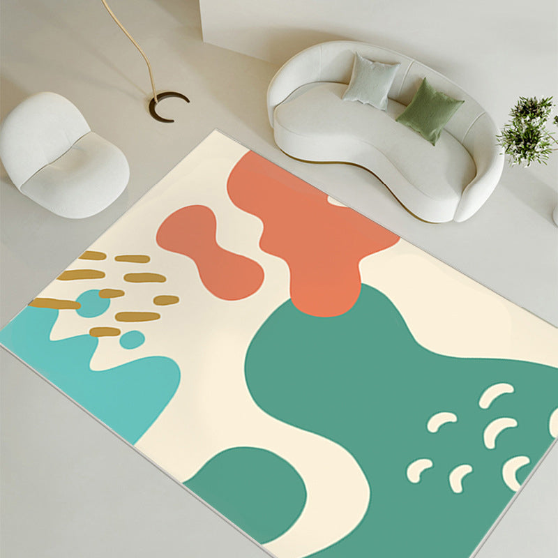 Nordic Modern Rug Polyester Color Block Rug Tear Resistant Rug for Living Room