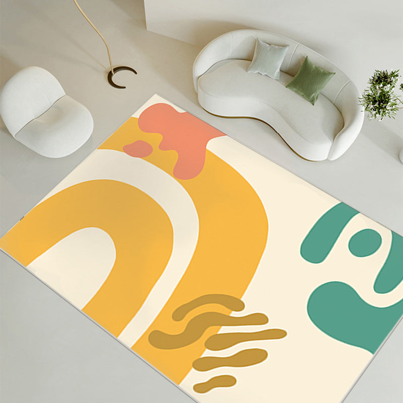 Nordic Modern Rug Polyester Color Block Rug Tear Resistant Rug for Living Room