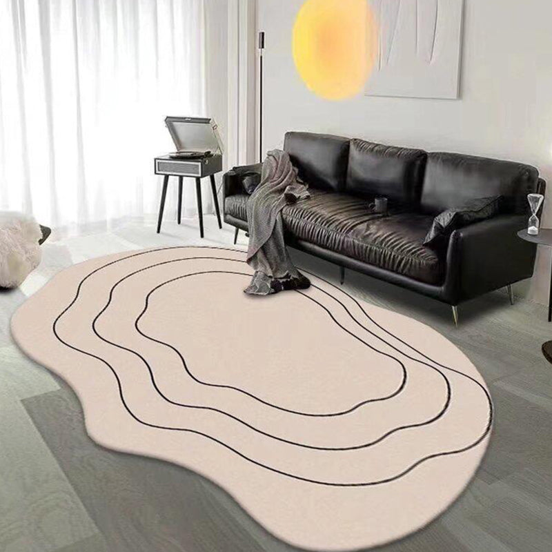 White Casual Rug Polyester Color Piece Rug Washable Rug for Living Room