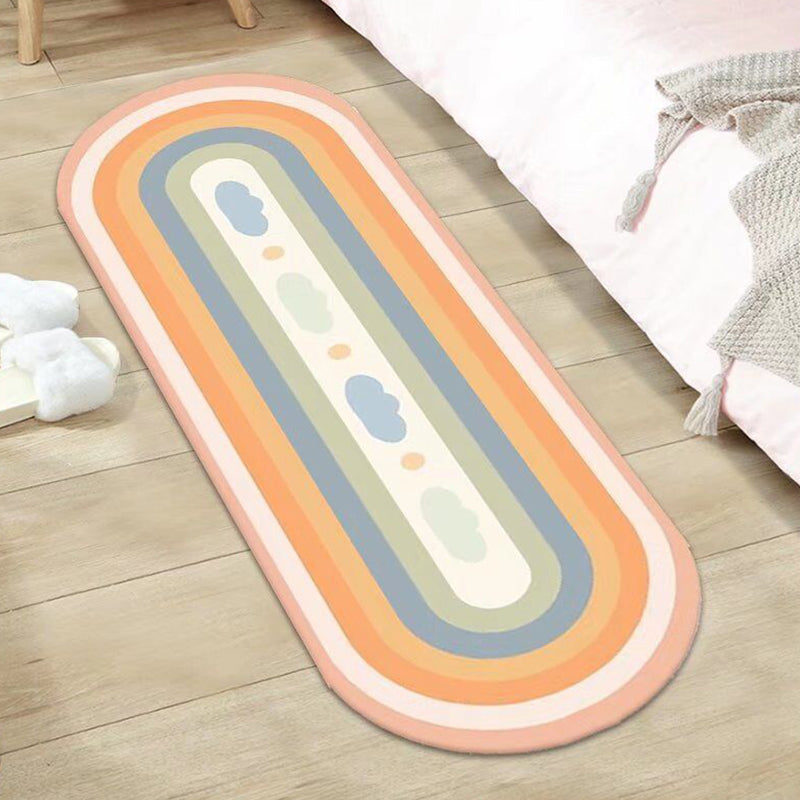 Orange Casual Rug Flower Polyester Rug Stain Resistant Rug for Living Room