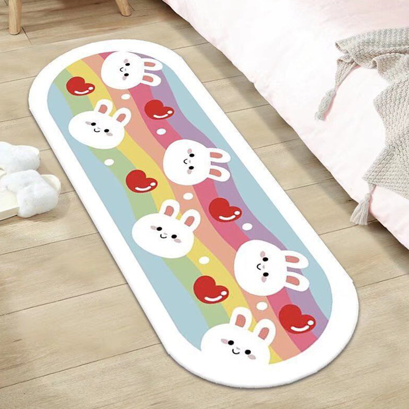 Orange Casual Rug Flower Polyester Rug Stain Resistant Rug for Living Room