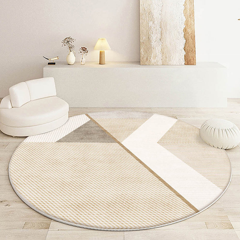 Beige Modern Carpet Polyester Line Area Carpet Tear Resistant Carpet for Home Decoration