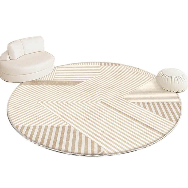 Beige Modern Carpet Polyester Line Area Carpet Tear Resistant Carpet for Home Decoration