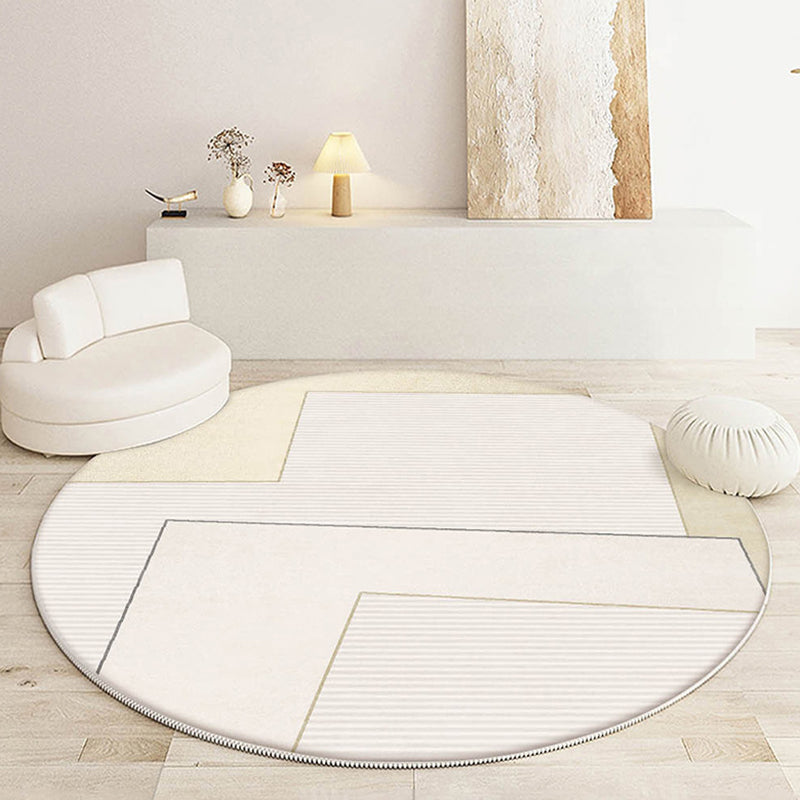 Beige Modern Carpet Polyester Line Area Carpet Tear Resistant Carpet for Home Decoration