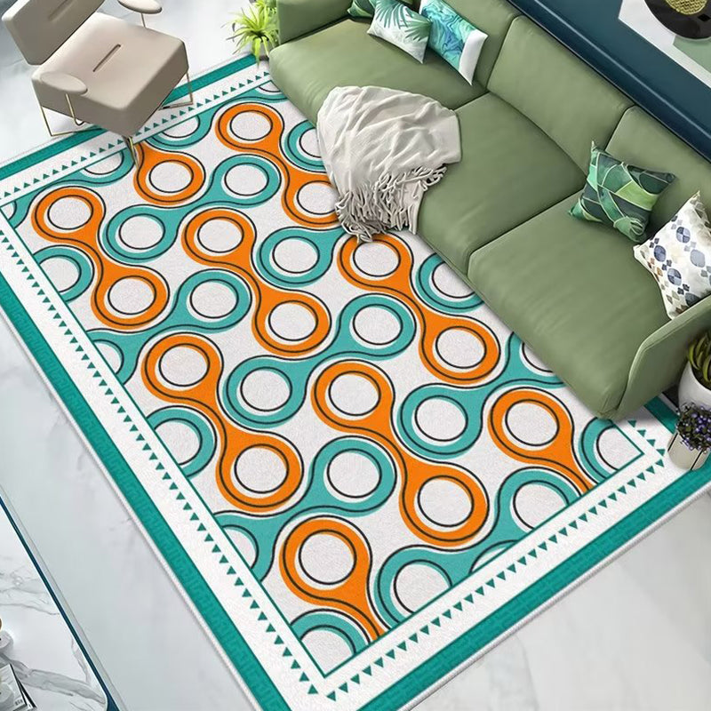 Brown Circle Rug Polyester Modern Area Rug Washable Rug for Living Room