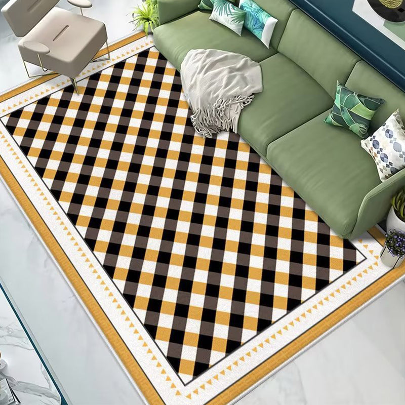 Brown Circle Rug Polyester Modern Area Rug Washable Rug for Living Room