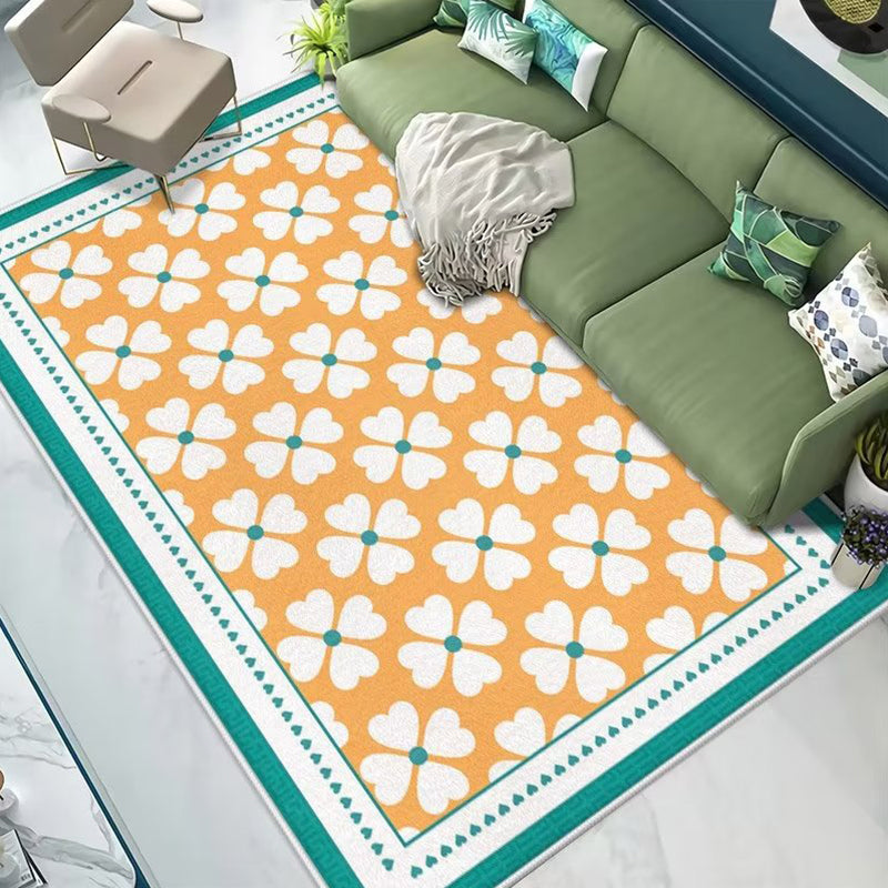 Brown Circle Rug Polyester Modern Area Rug Washable Rug for Living Room