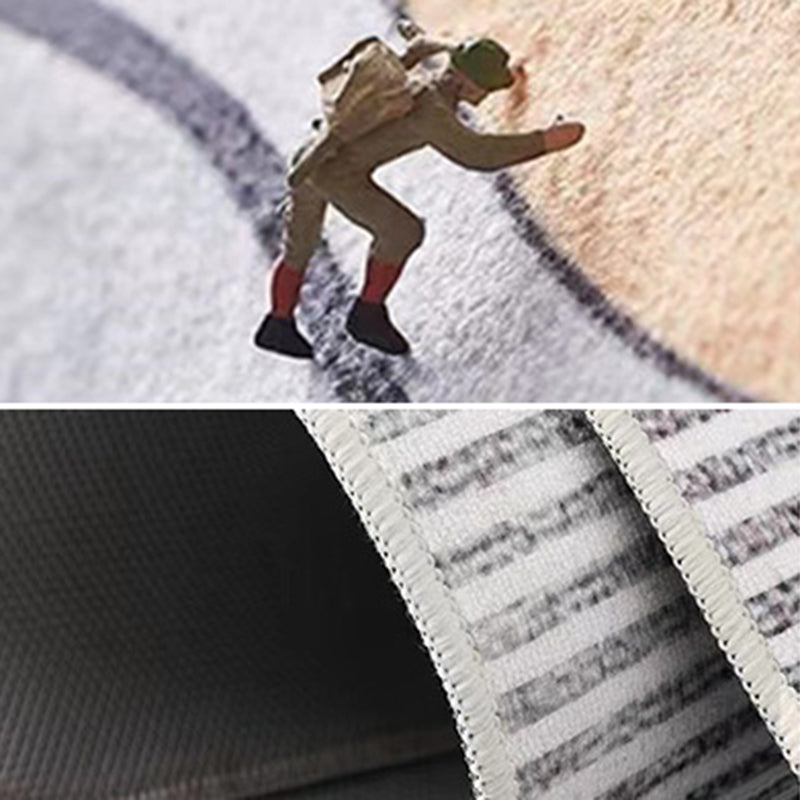 Brown Circle Rug Polyester Modern Area Rug Washable Rug for Living Room