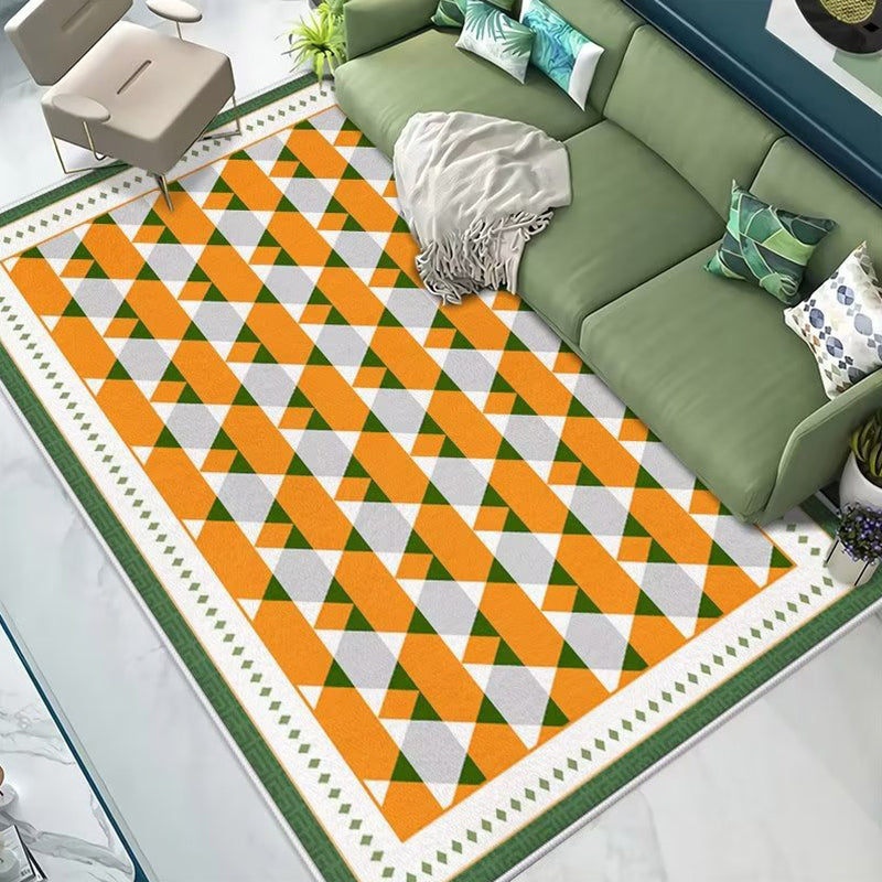 Brown Circle Rug Polyester Modern Area Rug Washable Rug for Living Room