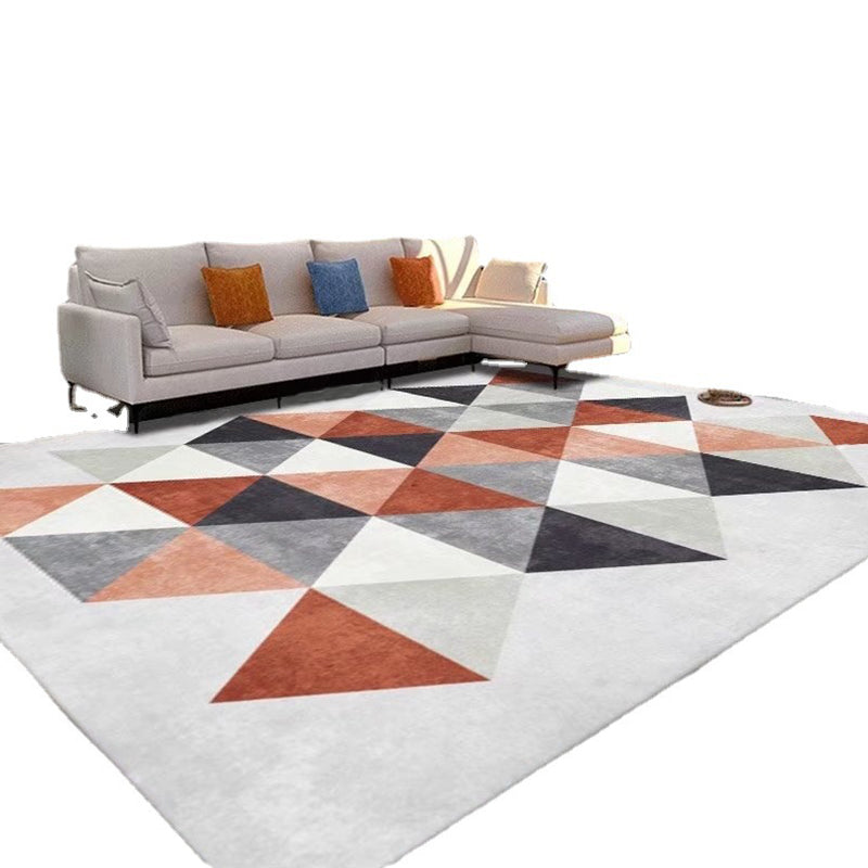 Pink Modern Carpet Polyester Geometry Area Carpet Washable Carpet for Living Room