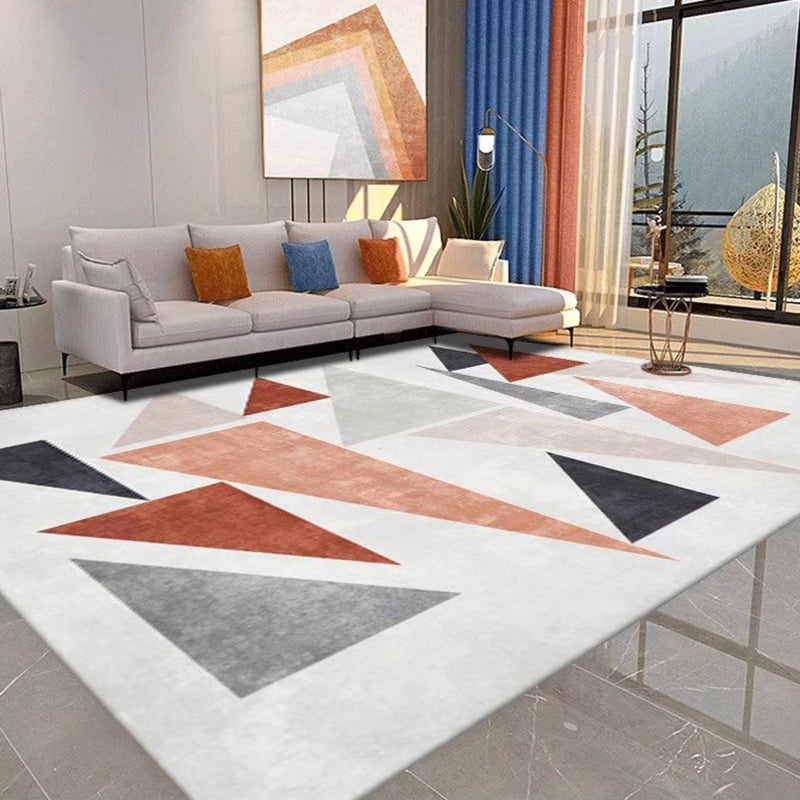 Pink Modern Carpet Polyester Geometry Area Carpet Washable Carpet for Living Room