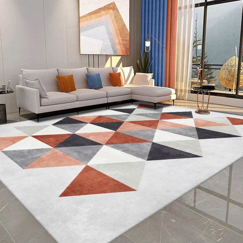 Pink Modern Carpet Polyester Geometry Area Carpet Washable Carpet for Living Room