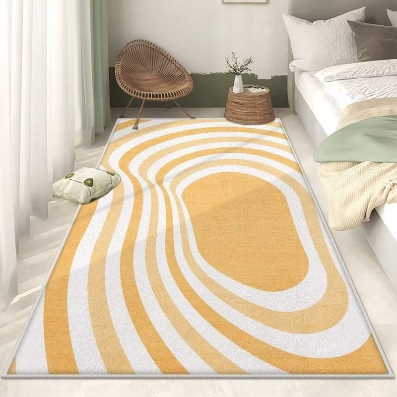 Yellow Striped Carpet Nordic Polyester Carpet Washable Carpet for Home Decor