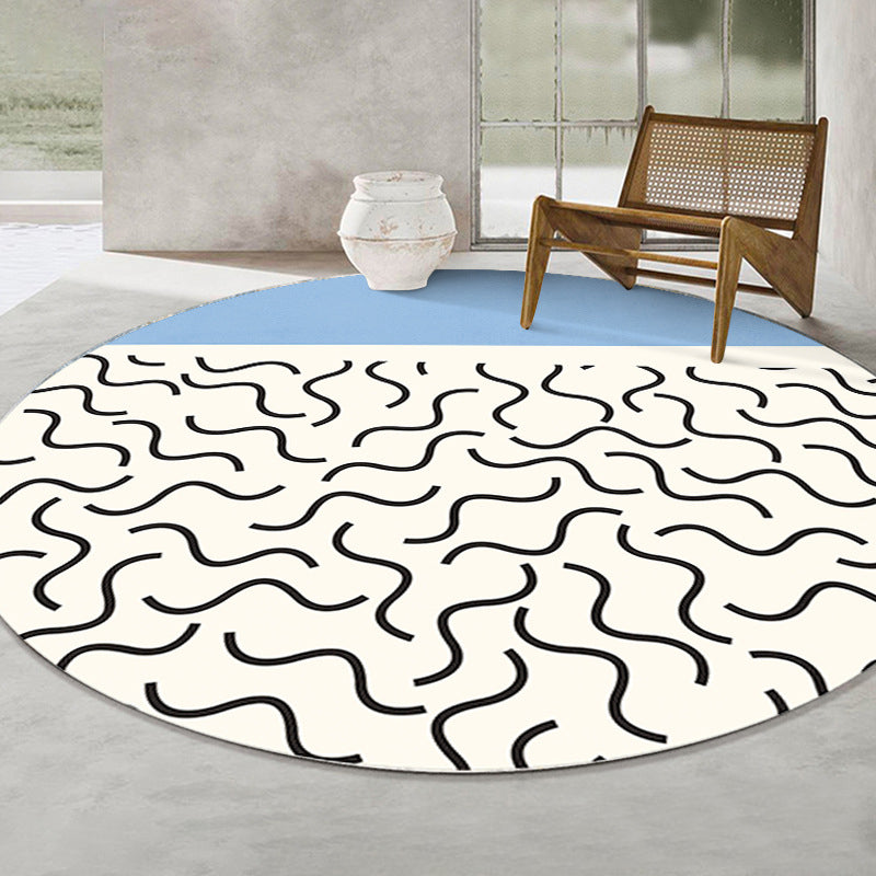 Yellow Nordic Rug Color Block Polyester Rug Stain Resistant Rug for Living Room