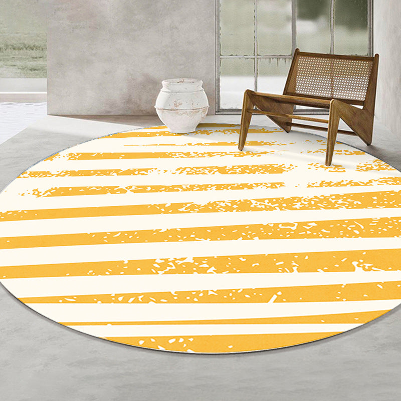 Yellow Nordic Rug Color Block Polyester Rug Stain Resistant Rug for Living Room