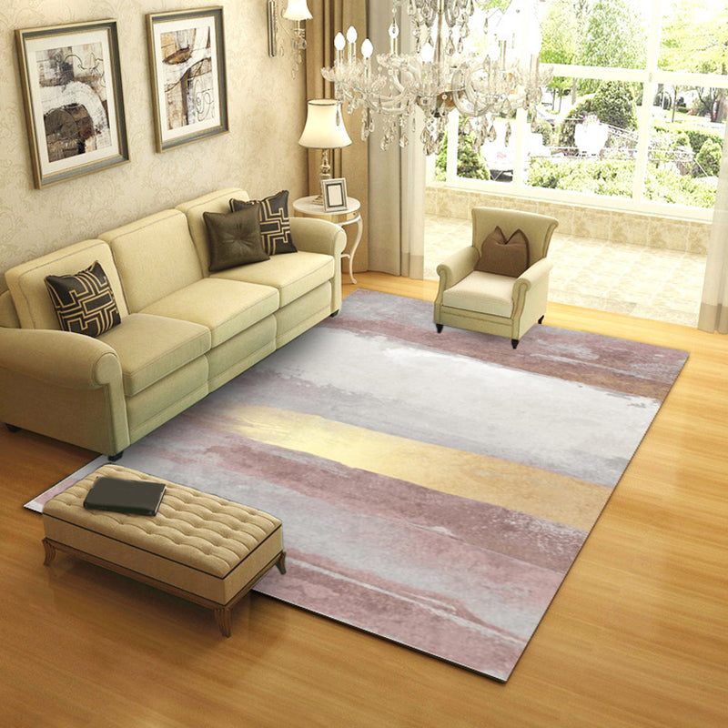 Gold Modern Rug Polyester Color Block Area Rug Stain Resistant Rug for Living Room