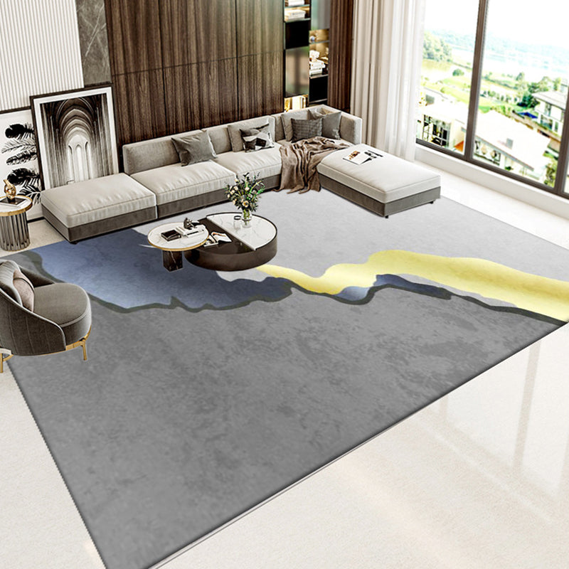 Gold Modern Rug Polyester Color Block Area Rug Stain Resistant Rug for Living Room