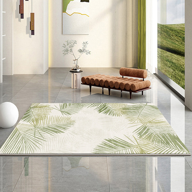 Light Green Check Pattern Rug Modern Polyester Rug Washable Rug for Drawing Room