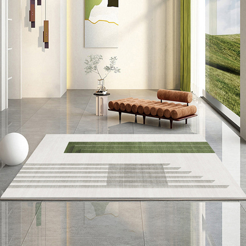Light Green Check Pattern Rug Modern Polyester Rug Washable Rug for Drawing Room